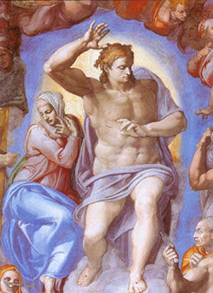 Страшный суд: Христос и Мария. Микеланджело Буаноротти.